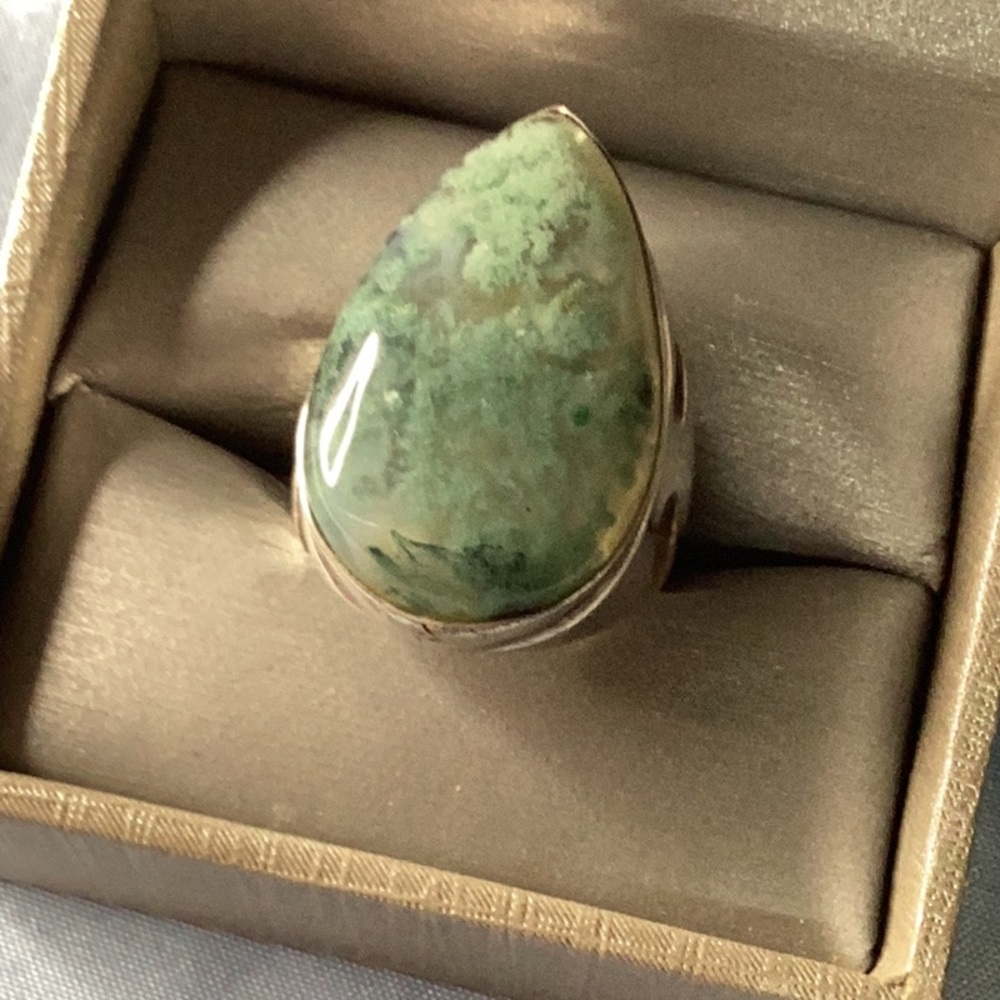 Moss Agate Statement Ring - image 2